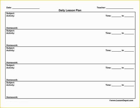 Free Printable Daily Lesson Plan Template Of Printable Lesson Plan