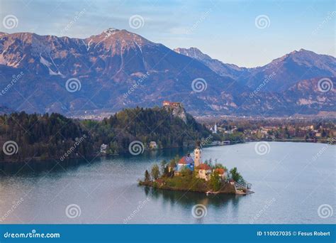 Panoramic View Of Bled Lake Slovenia Stock Image Image Of Church