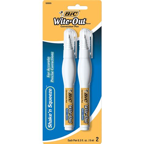 Bic Wite Out Shake N Squeeze Correction Fluid Pen 2 Count