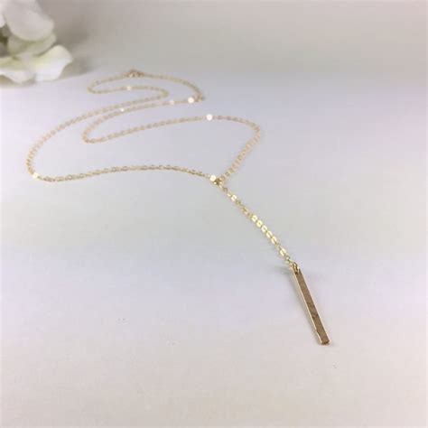 Dainty Lariat Necklace Delicate Y Necklace Gold Sterling Etsy