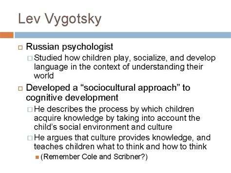 Vygotskys Theories Of Learning Ms Carmelitano Lev Vygotsky