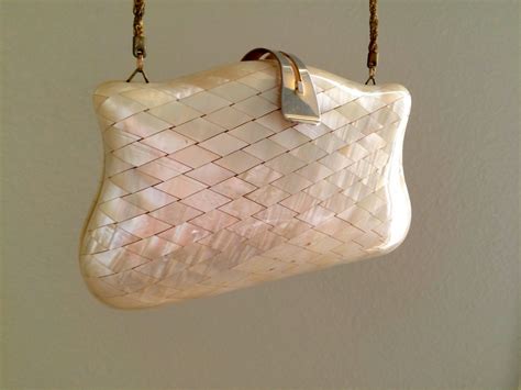 Vintage Italian Mother Of Pearl Purse With Shoulder Strap