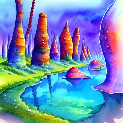 Trippy Water Color Cartoon Oil Painting Arthub Ai
