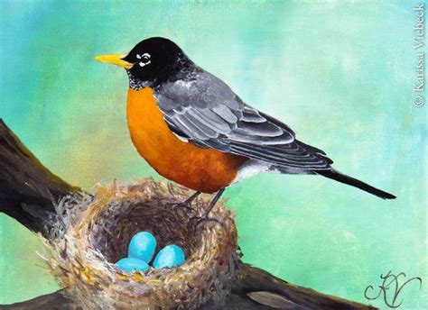 Robin Nest Print From Original Acrylic Painting Free Shipping Etsy