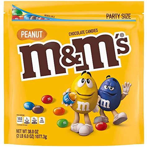 Mandms Peanut Chocolate Candy 38 Ounce Party Size Bag Yellow