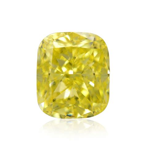 066 Carat Fancy Intense Yellow Diamond Cushion Shape Vs2 Clarity