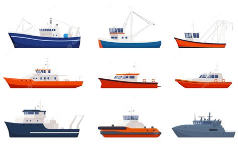 Premium Vector Sea Ships Professional Boats For Work At Sea Means Of