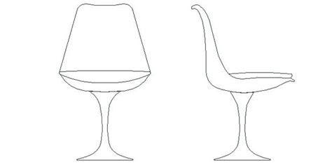 Tulip Chair In Elevation Dwg Drawing Download