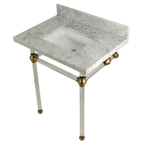 Kingston Brass Square Sink Washstand 30 In Console Table In Carrara