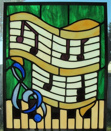 Musical Notes Stained Glass Panel On Etsy 23000 Stained Glass
