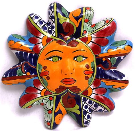 Featured reviews on mexican sun and moon wall decor. MEXICAN WALL HANGING TALAVERA POTTERY SUN FACE 10" TS009 | Talavera pottery, Pottery sun, Pottery