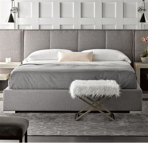 Connery Modern Gray Fabric Upholstered King Platform Bed Zin Home