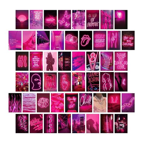 Buy 50pcs Pink Neon Wall Collage Kit Aesthetic Pictures Aesthetic S