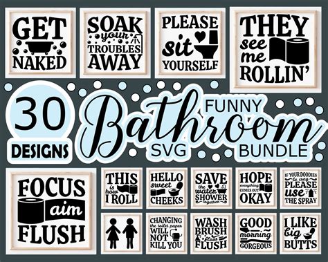 Funny Bathroom Svg Bundle Restroom Svg Files For Cricut Etsy In