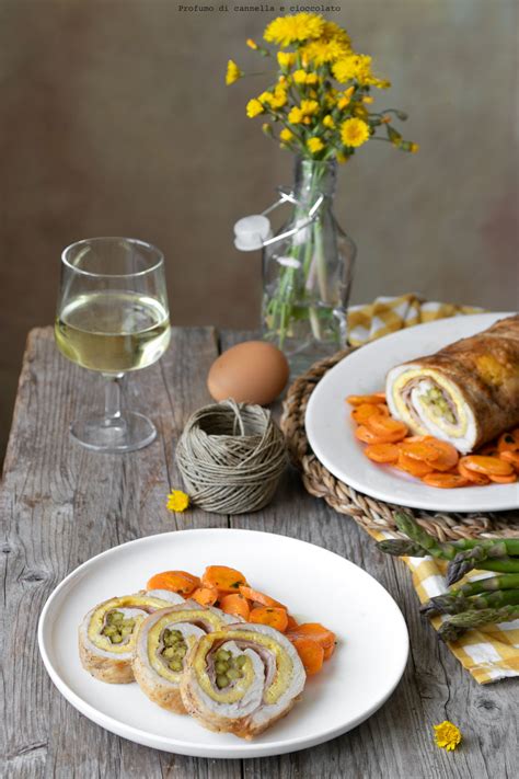 Formate a questo punto gli strati del ripieno. Rotolo di tacchino frittata e asparagi | Profumo di Cannella e Cioccolato