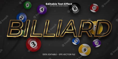 Premium Vector Billiard Editable Text Effect In Modern Trend Style