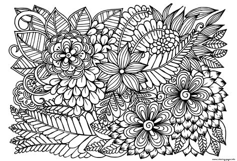 Doodle Flowers In Black And White Floral Pattern Coloring Page Printable