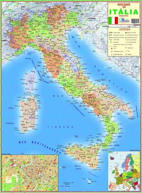 Mapa Geo Político Gigante Da Itália Tamanho 120 X 090 R 1795 Em
