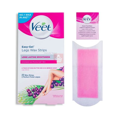 Veet Easy Gel Wax Strips With Shea Butter And Acai Berry For Normal To Sensitive Skin 20pcs