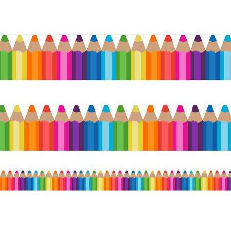 Classroom Display Borders Colourful Crayons Design Trimmers Free