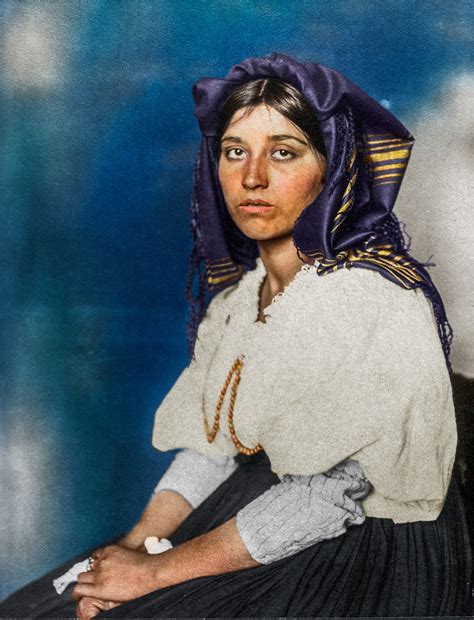 Beautiful Colorized Photos Of Immigrants In Their Traditional Dresses At The Ellis Island