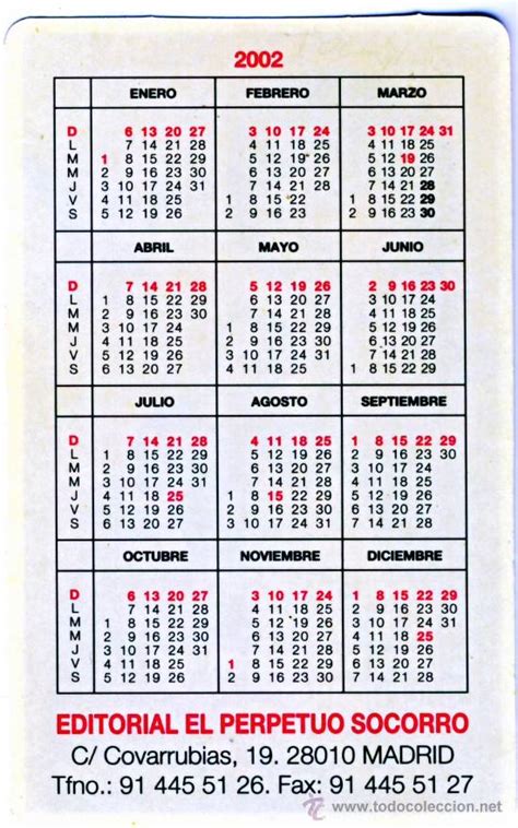 Calendario 2002 Ntra Sra Del Perpetuo Soco Comprar Calendarios