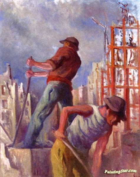 Workers On A Building Site Artwork By Maximilien Luce Oil Painting