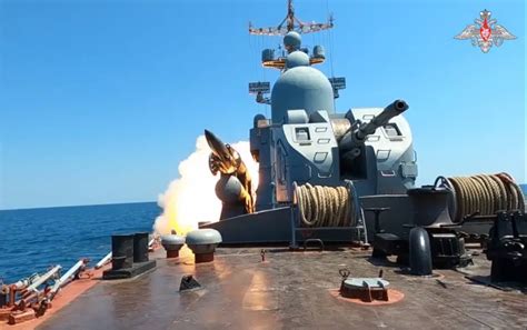 Russian Corvette Ivanovets Fires Supersonic Missile On Ukrainian