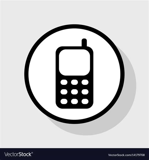 Cell Phone Sign Flat Black Icon In White Vector Image
