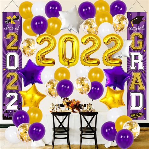 Buy Graduation Decorations 2022 Purple Gold Graduation Party Supplies 2022 Class Of 2022