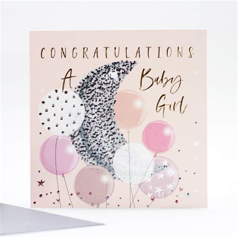 Congratulations Baby Girl Balloon Card The Eel Catchers Daughter