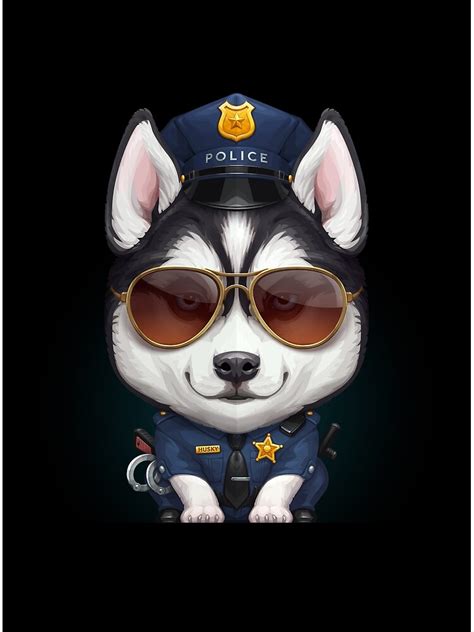 Siberian Husky Police Officer Photographic Print By Anmlz Redbubble