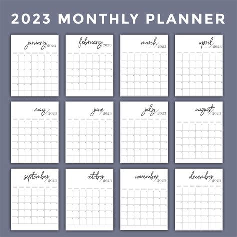 Minimalist 2023 Printable Pdf Calendar Bundle Digital And Etsy New Zealand