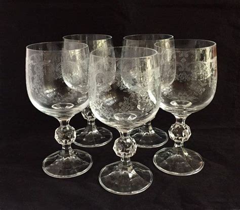 Bohemia Crystal Wine Glasses Vintage Czech Crystal Claret Wine Goblets Set Of 5 Crystal Wine