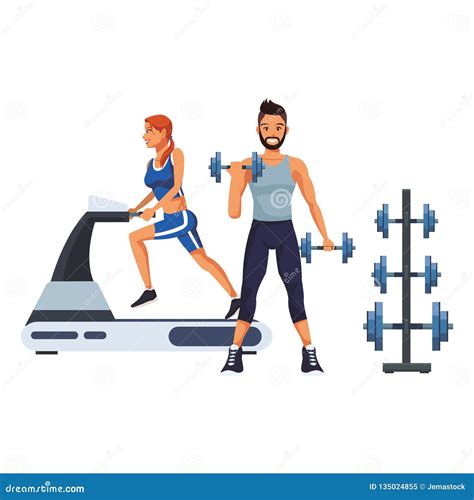 Fitness People Cartoon Stock Vector Illustration Of Physical 135024855