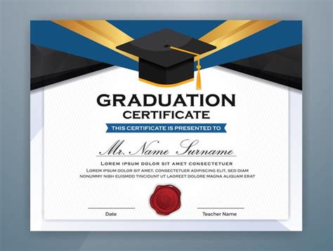 High School Diploma Certificate Template Design With Graduate Cap