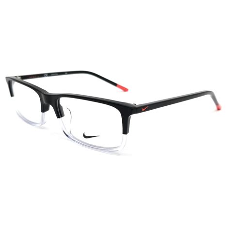 nike eyeglasses 7252 017 black clear rectangle unisex 55x17x145
