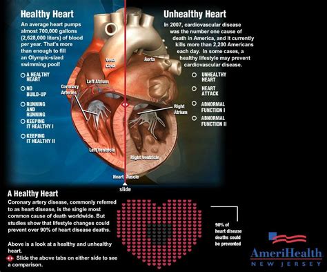 Amerihealth Interactive Infographic Healthy Vs Unhealthy Heart