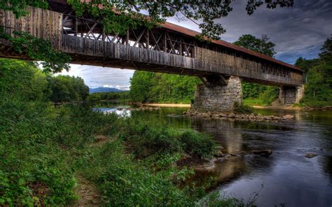 New Hampshire Wood Bridge Nature Outdoors Usa 2560x1600