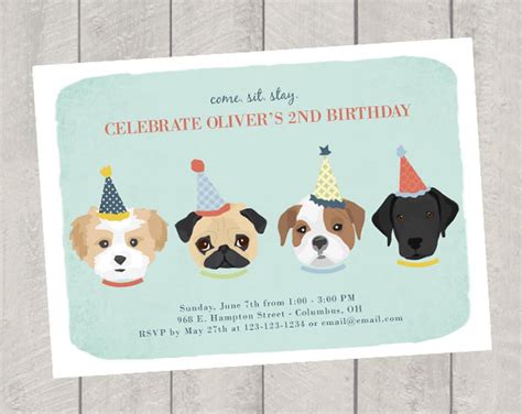 Image 0 Dog Birthday Party Invitations Dog Party Invitations Dog