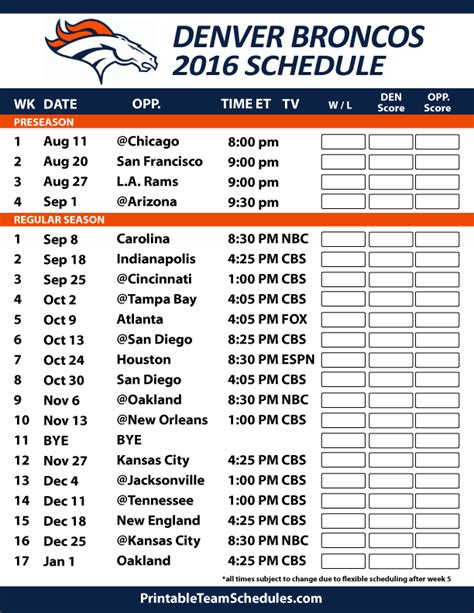 Printable Nfl Schedule All Teams Customize And Print
