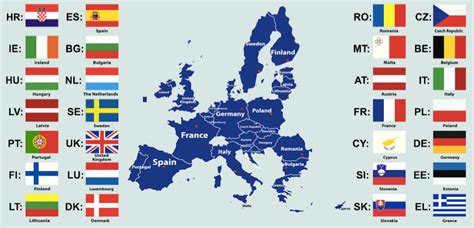 European Union Members Map Colorful Vector Map Of Eu European Union