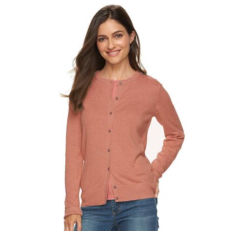 women s croft and barrow® solid button front cardigan