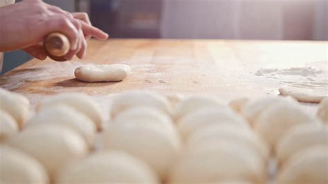 Cook Roll Dough Baking Pieces Of Raw Dough Stock Footage Sbv 319533862