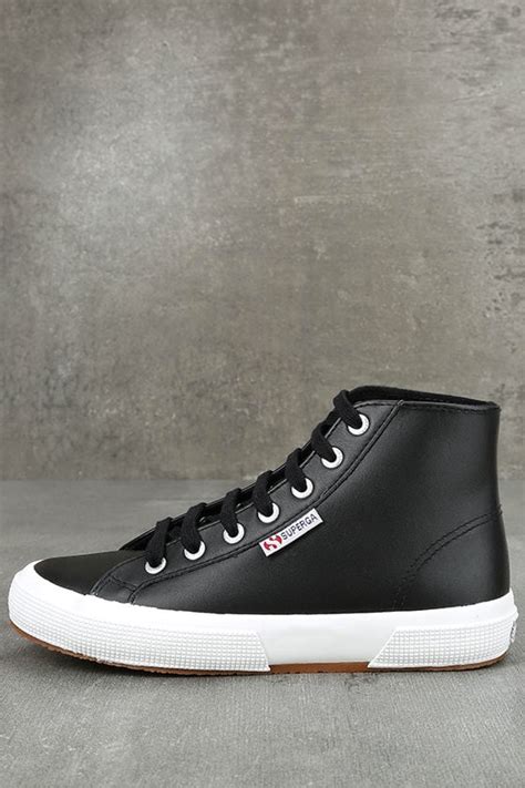 Superga 2795 Fglu Black Leather High Top Sneakers Black Sneakers