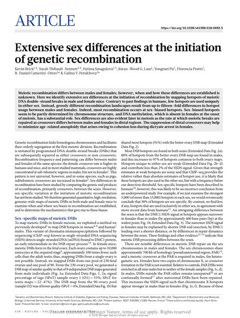 extensive sex differences at the initiation of genetic recombination request pdf