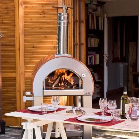 Alfa Forno 5 Minuti Wood Burning Pizza Oven On Cart Orange Bbq Guys