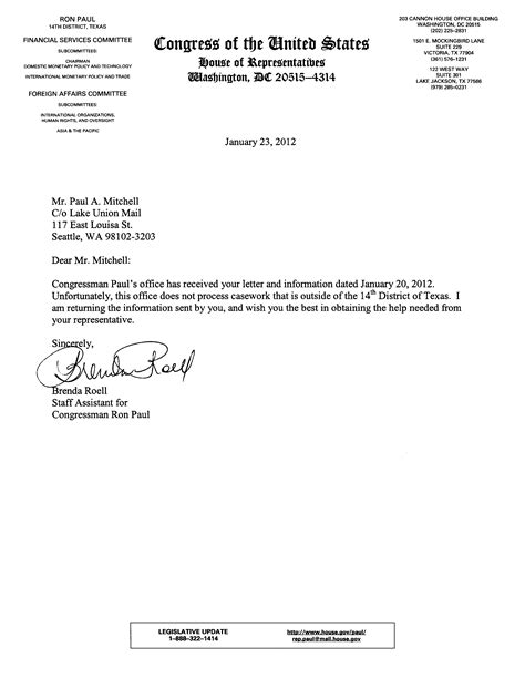 This is more important than it seems, as you are alerting the recipient that the letter should contain further content which may be crucial to the correspondence. MEMO to Rep. Ron Paul (February 6, 2012 A.D.)