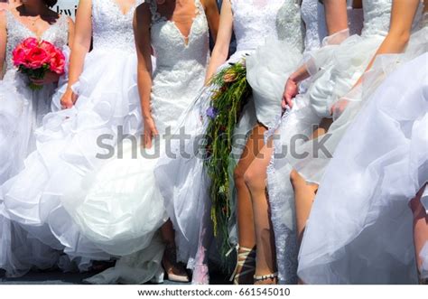 Wedding Group Brides Posing Naked Leg Stock Photo Shutterstock