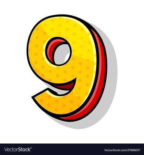 Isometric Bright Yellow And Red Number Nine Vector Image